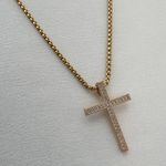 CZ Cross Pendant Necklace for Men Women,Streetwear Punk Hip Hop Unisex Style Gold Photo 1