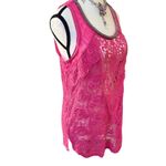 Miss Me Y2K VTG. PINK LACE CROCHET SHEER BEADED TOP BLOUSE MEDIUM Photo 2