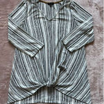 Verve Ami Blouse Tunic Top Gray White Long Sleeve Button Up V-Neck Size Large Photo 0