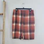 Women's Plaid Wool Straight Pencil Skirt Size L Orange Size L Photo 1