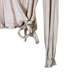 Peach Love California Peach Love Ribbed Wrap Tie Crop Top Womens L Blush Pink Romantic Coquette Photo 3