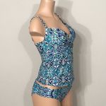 La Blanca  blue and green tankini set. Size 10-top/6-bottom Photo 4