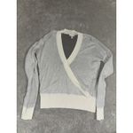 Garnet Hill White Tendu Surplice Neckline Pima Cotton Wrap Front Sweater size S Photo 2