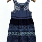 Free People Women’s Shades of Blue Crochet Hand Beaded Knit Mini Dress Small Photo 2