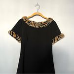 Julie Brown NYC Faux Fur Short Sleeve Little Black Dress Animal Print Size 6 Photo 4
