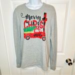 Love in Faith Merry Christmas Truck Long Sleeve Tshirt Marled Grey Red S Gray Photo 1
