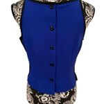 Button Detail Tank Top Spaghetti Straps Formal Office Business Sexy Blue Size L Photo 1