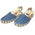 Loft Ann Taylor  Chambray Lace Up Espadrille Flats Size 9 EUC Photo 2