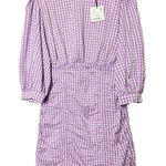 ZARA Women's Blogger Style Lilac Gingham Pattern Rushed Side Mini Dress Sz L Photo 0