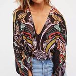 Free People ★  Bohemian “Beneath the Sea” Top/Blouse - Multicolored Black ★ Photo 0