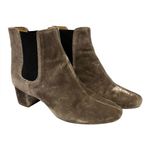 Madewell  walker chelsea Velvet slip on Ankle block heeled Boots silver bootie 7 Photo 2