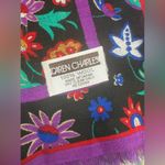 Vintage Caren Charles wool purple floral large square neck head scarf Photo 5