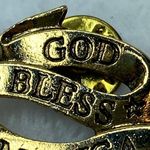 God Bless America Tie Tack Jewelry Pin Brooch Marked Camco Gold Color Metal Photo 10