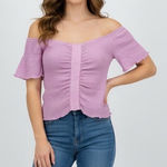 BP Smocked Off The Shoulder Top Lavender Purple Puff Sleeve Plus Size 3X Photo 0