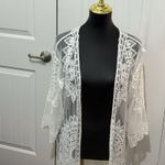Rachel Zoe Kimono Cardigan Cover Up OS White Lace Mesh Boho 3/4 Sleeve One Size Photo 1