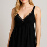 Elegant Vintage Black Lace Sheer Nighty Cami Top Slip Dress Photo 0