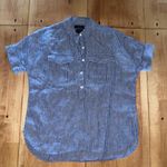 J.Crew Blue and White Striped IRISH LINEN Shirt Photo 0