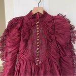 Zimmermann NWT Kaleidoscope Doily Ruffle Mini Dress in Burgundy Red Photo 6