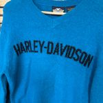 Harley Davidson Teal Wool Blend Sweater Size Small Blue Photo 2