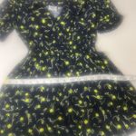 Sunday Best Floral Puff Sleeve Mini Dress Black Yellow Print Size 2XS Blue Photo 2