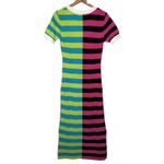 Striped Y2K Vivid Knit Short Sleeve Bodycon Sweater Maxi Dress Photo 2