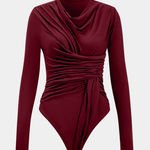 Micas Knit Ruched Long‎ Sleeve Bodysuit Photo 0