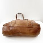 Gucci GG Vintage Signature Leather Bamboo Bar Woven Handles Tote Bag Purse Brown Photo 8