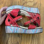 Sundance  Salt Air Sandals Wedge‎ Platform Red Woven Leather Photo 2