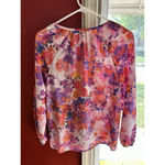 Adyson Parker  Womans Plus Size1X Floral Watercolor Blouse Tie Neck Spring NEW Photo 2