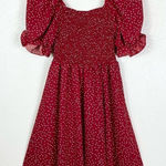 SheIn  Red & White Polka Dot Smocked Puff Sleeve Dress Photo 0