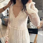 ZARA Beautiful  cream lace embroidered bohemian midi dress large Photo 0