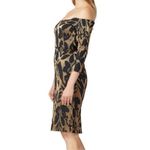 Trina Turk Metallic Jacquard Off-the-Shoulder Sumire Dress Size 4 – Black & Gold Photo 1
