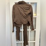 BCBGMAXAZRIA  Brown Taupe Moto Knit Jacket Asymmetrical Zip Neck Tie Size XXS Photo 3