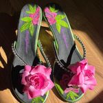 RARE Vintage Y2K Beverly Feldman Pink, Green, and Black Kitten Heels Size 7 Photo 0