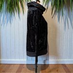 Betsey Johnson  Performance Black Crushed Velvet Cowl Neck Hoodie – Size M Photo 2