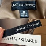 ADDISON EVENING Gold Gown Glitter Metallic Dress Sleeveless V Photo 6