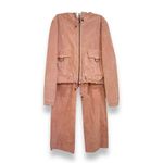 wilson's leather Vintage  pink suede leather hooded bomber jacket pants suit Photo 10