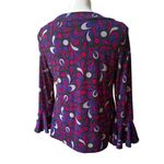 Oscar de la Renta  Jersey Knit Long Sleeve Multi Color Top, Sz M Photo 3