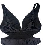 Womens Swimsuit One Piece Black Size Large Cutout Plunging Neck High Thigh Sexy Photo 4