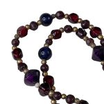 Vintage Multicolor Beads Necklace Long Purple Red Blue Gold Tone Jewelry u Photo 4