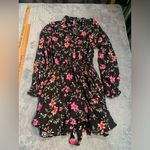 Free People lighten up Black and Pink Floral Long Sleeve Dress Photo 1