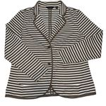 Investments  Womens Blazer Suit Jacket Striped Stretch Brown White 18 Photo 0