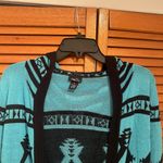 Rue 21 Women’s Black and Blue Casual Workwear Cardigan With Hood Sz M Photo 1