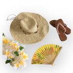 Maurice's new β Floppy Woven Raffia Straw Wide Brim Sun Hat β Colorful Boho Beads Photo 2