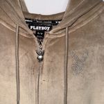 Playboy Vintage Y2K Velour Cropped Hoodie Zip Up Rhinestone Bunny Logo Jacket Photo 6