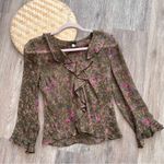 Anna Sui Vintage  100% silk floral print ruffle blouse Photo 3