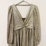 Skies Are Blue Metallic Long Sleeve Gold Cocktail Dress Party Size Medium M Photo 3