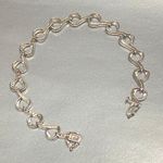 925 Sterling Silver Real Diamond Abstract Link Bracelet 7 1/2" Photo 2