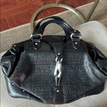 Kenneth Cole New York Black Word Embossed Silver Hook Clasp Shoulder Bag Photo 3