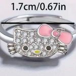 Hello Kitty  Licensed Rhinestone with Pink Bow  Adjustable Ring Size 6-9 Photo 1